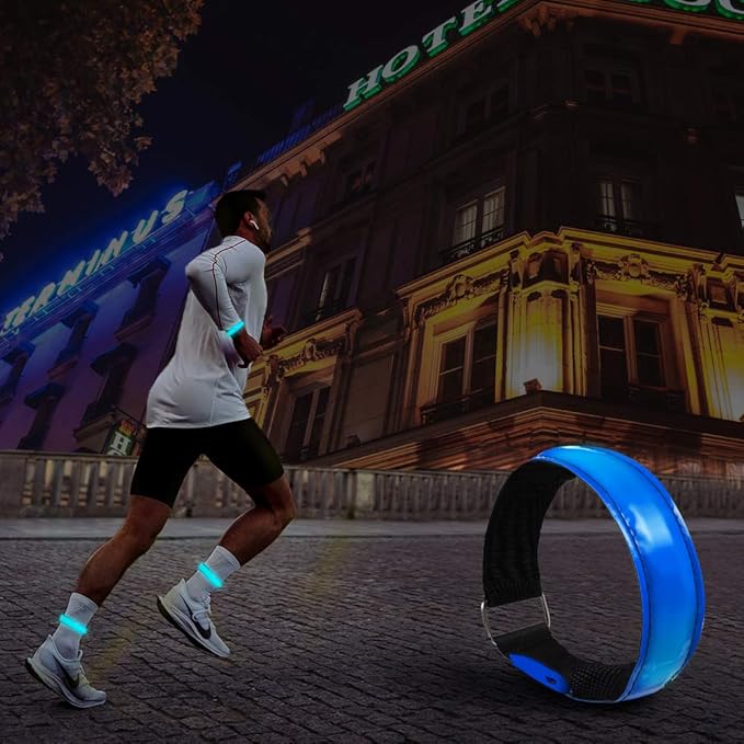 Rechargeable LED Armband for Running(2 Pack), Light Up LED Armband, High Visibility Reflective Running Gear for Night Safety, Running Lights for Running Walking Cycling