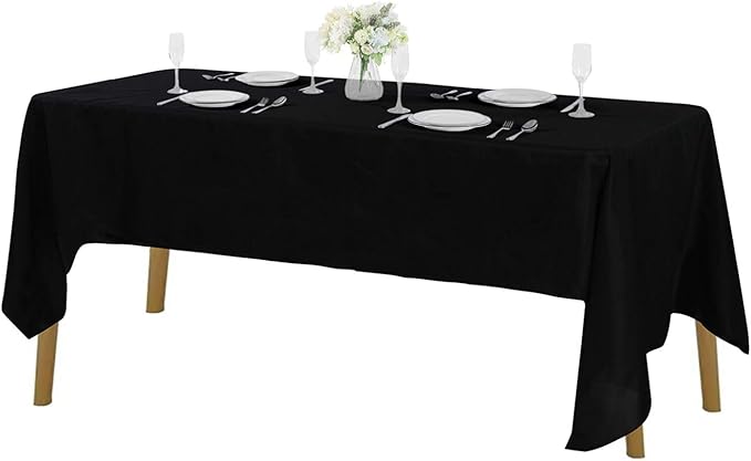 Rectangle Tablecloth 60x120 inch Washable Polyester Fabric Table Cloth for Wedding Party Dining Banquet Decoration（6 Pack 60x120, Black）