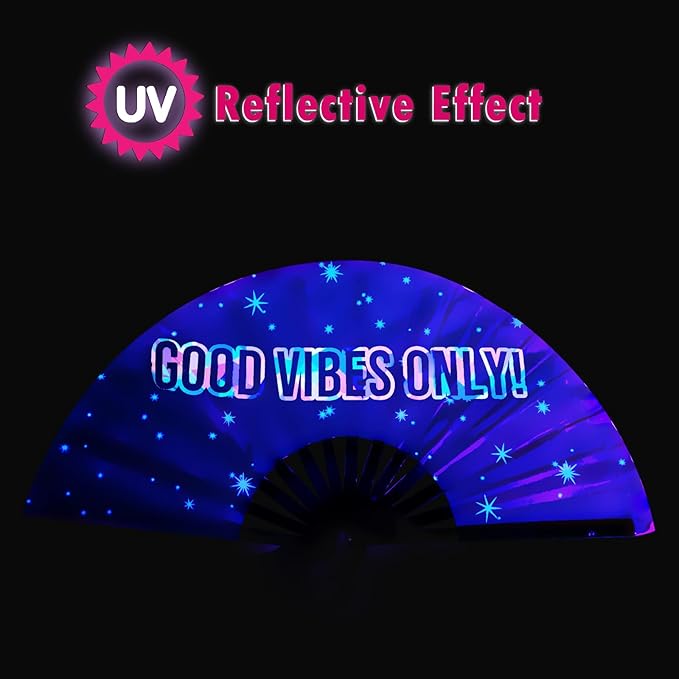 Boots on The Ground Fan, Large Folding Hand Fan for Women and Men, Popping Fans for Line Dancing for Raves, EDM, Dance Party, and Home Decoration