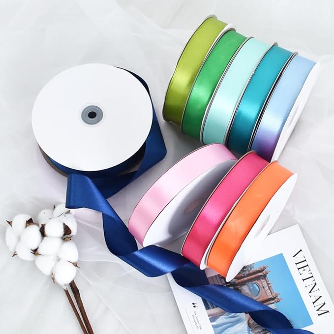 TONIFUL 1 Inch x 100yds Teal Turquoise Blue Satin Ribbon, Thin Solid Color Satin Ribbon for Gift Wrapping, Crafts, Hair Bows Making, Wedding Party Decoration, Invitation Cards, Floral Bouquets