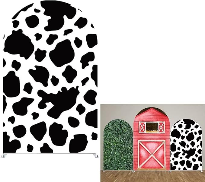 Arch Backdrop 7ft Height Chiara Arch Stand Covers Stretchy Spandex Fabric Cow Pattern Background for Birthday Baby Shower Party Decoration