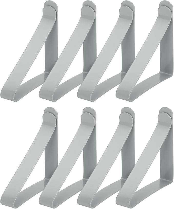 uxcell 8 Pack Tablecloth Clips, Stainless Steel Table Cloth Cover Clamps, 2.56" x 2.68" Windproof Holder Clips for Home Party Picnic Wedding Camping Dining Tables, Gray
