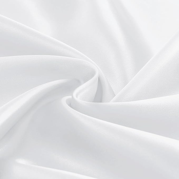 KKJIAF 1 Pack 60 Inch / 5ft Round Table Cloth, White Overlay Round Satin Table Cover, Silky Satin Dining Tablecloths for Wedding Buffet Parties Banquet Decoration