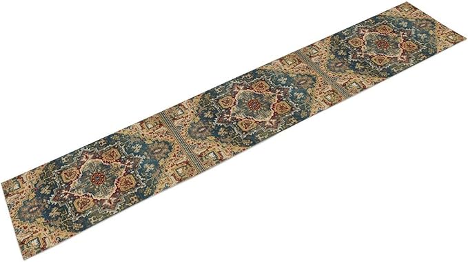 Boho Bohemia Style Table Runner, Country Rustic Farmhouse Vintahe Colorful Geometry Print Table Runner for Home Kitchen Dinner Party Holiday Decor, 13x108inch