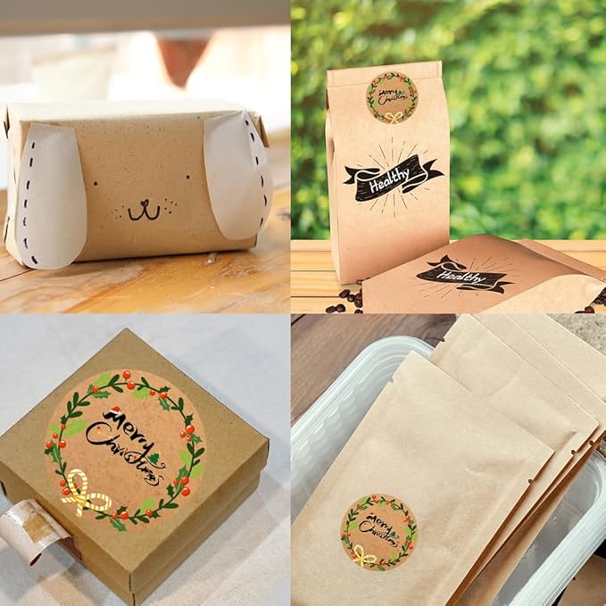 100-1000pcs Custom Stickers Merry Christmas Stickers Personalized Labels Adhesive Xmas Decorative Envelope Seals Stickers for Cards Gift Boxes(Round-3)