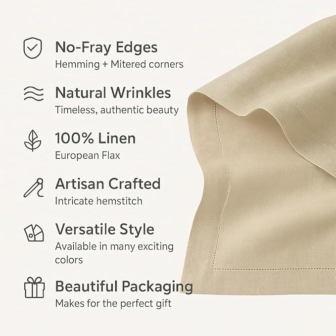 Linen Table Runner 14 x 90 Inch Long - 100% Pure Linen Christmas Red Table Runner - Cloth Fabric Hemstitch Runner for Thanksgiving, Christmas, Winter, New Year - Elara