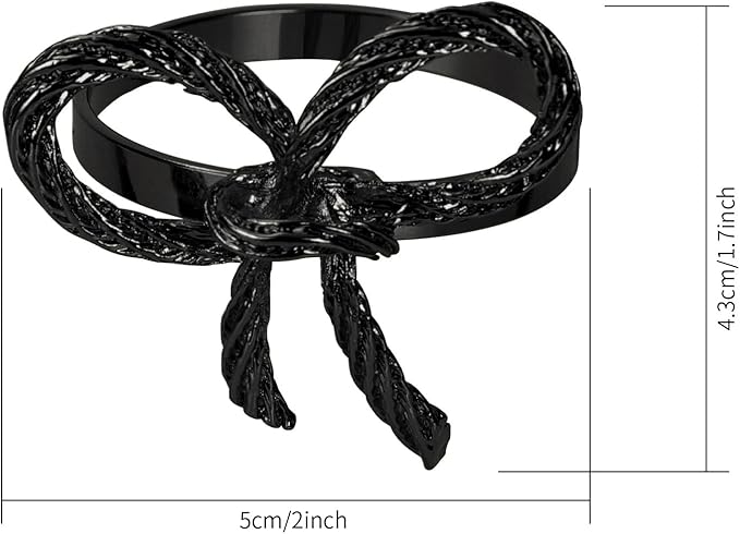 Pack of 6 Napkin Rings Alloy Hollow Out Flower Napkin Holder Dinning Table Napkin Ring for Dinner Parties Wedding Banquet Table Setting Family Gatherings Table Decor（Black，6）