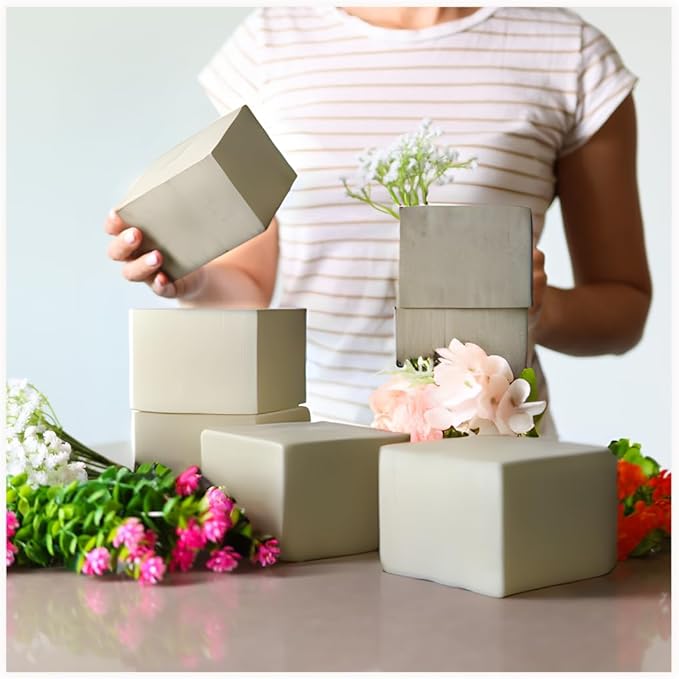 XCEL Floral Foam Block Unlike Any Other - Reusable Floral Blocks Flower Foam for Artificial Flower Arrangements (Cream - 4" x 4" x 3" (8 Pack))