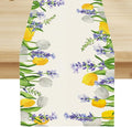 Floral Tulip Lavender Table Runner, Spring Watercolor Flower Plants Nature Butterfly Table Runner for Kitchen Dinner Living Room Home Party, 13x120 Inch