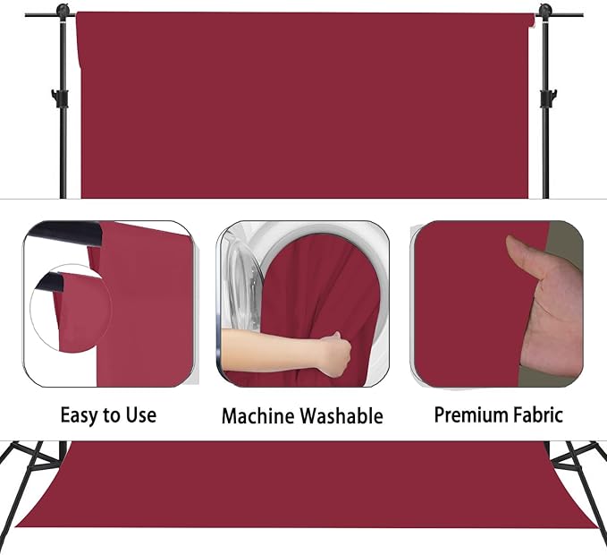 Wine Red Photography Backdrop for Photoshoot, Photo Backdrop Curtain, Perfect Burgundy Backdrops for Party Portrait Photoshoots Video Studio 8FTx10FT