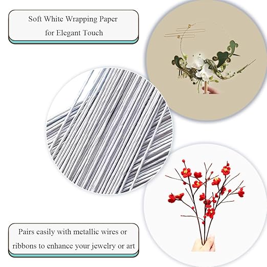 HAHIYO 20Gauge White Paper-Wrapped Metal Floral Wire 14 Inches(36cm), 70 Pack Flexible Paddle Wires Florist Wire Garden Wires for Craft Christmas Wreath Flower Arrangement Bouquet Wrapping Wedding DIY