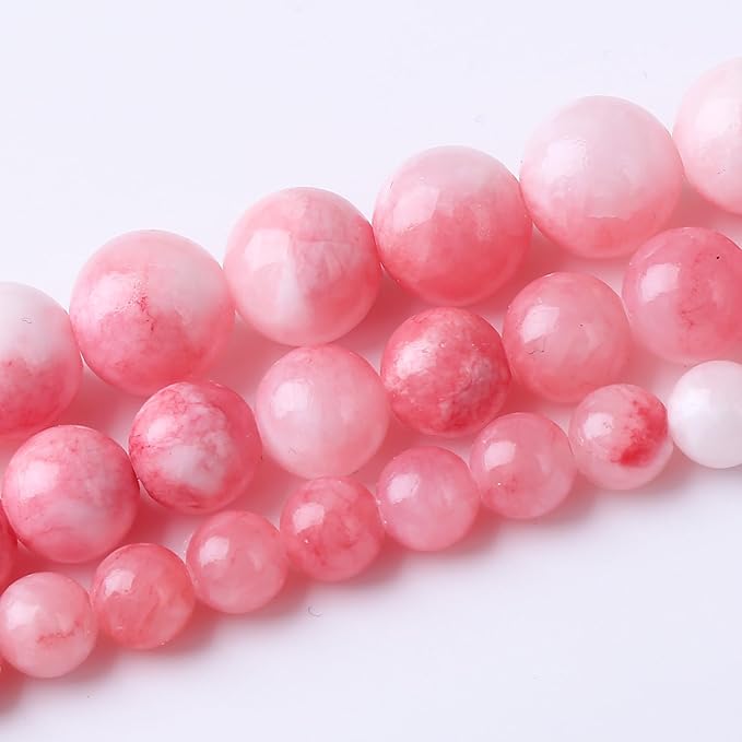 Pink Persian Jade Stone Beads Gemstone Round Crystal Energy Jade Beads Stone Beads for Jewelry Making DIY Bracelet Necklace Jewelry Making 1 Strand 15.5inch 35PCS 10MM