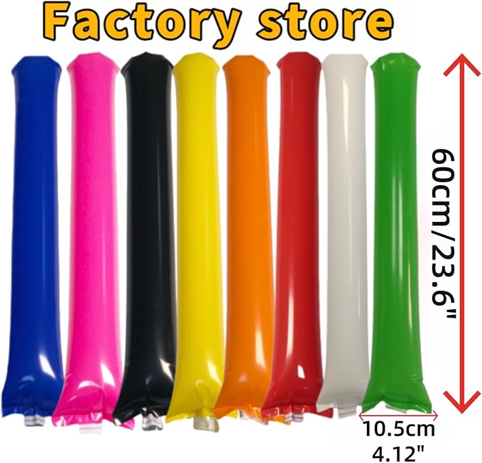 48pcs Round Head Boom Sticks Thunder Sticks Cheering Sticks Team Spirit Plastic Cheerleading Spirit Stick Clapper Inflatable Noise Maker Sports Supply (Orange)