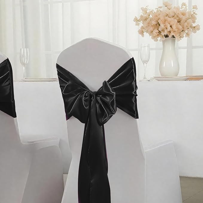 SHEJIZE 2 Pack Black Satin Table Runner 12x108 Inches Long, Bright Silky Smooth Satin Table Runner Table Decor for Wedding Banquet Christmas Prom Event Birthday Party