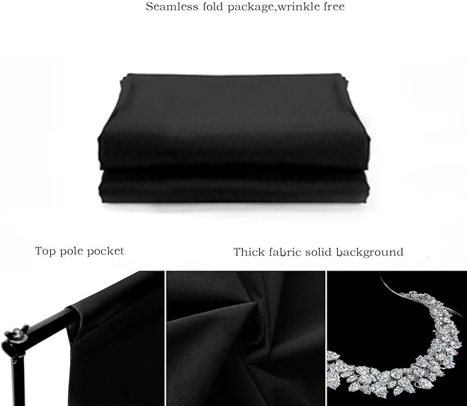 Background Solid Black Backdrop Muslin Portrait Background Screen for Photo Backdrop Video Photography Studio(10x12ft, Black)