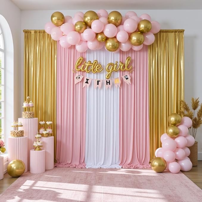 Outpain 10x14ft Gold Sequin Backdrop Curtains -Heavy Duty Gold Photography Backdrops with Non-Shedding Glitter, Wrinkle-Free Stage Drapes for Wedding/Christmas/Studio Shoots (5x14ft 2 Panels)