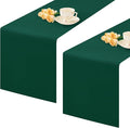 2 Pack Green Long Table Runner 12 x 108 Inch Solid Color Farmhouse Runners Coffee Table Dresser for Daily Party Home Decoration