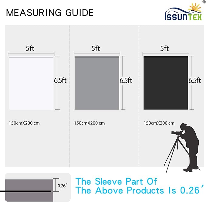 ISSUNTEX 5X6.5 ft Gray Background Backdrop,Photo Studio,Collapsible High Density Screen for Video Photography and Television