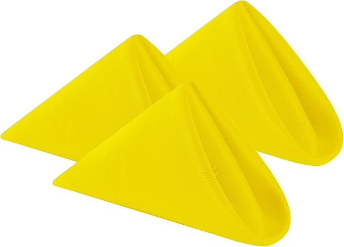 Cloth Napkins 20x20 inch Washable Polyester Dinner Napkins Soft Table Napkins for Wedding Party Dining Banquet(Yellow,50PCS)