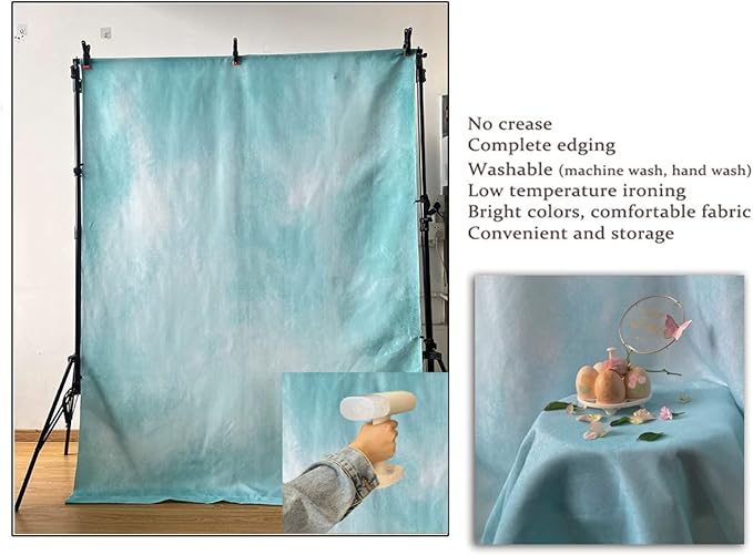 6x9ft Aqua Abstract Solid Photography Backdrops Gradient Portrait Photo Booth Background for Photographyer