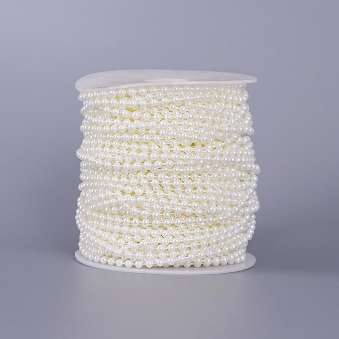 44 Yards/131 Feet Pearl Garland Craft String Pearls, Faux Pearl for Wedding Party Decoration, Christmas Tree Decorations and DIY Crafts (Ivory, 4 mm 131 Feet)