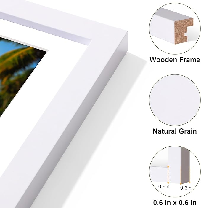 Vittanly 8x20 Collage Picture Frame, Displays 4Pcs 4x6 Pictures with Mat, Picture Frames Collage Wall Decor for Horizontal or Vertical Display, White, 1 Pack
