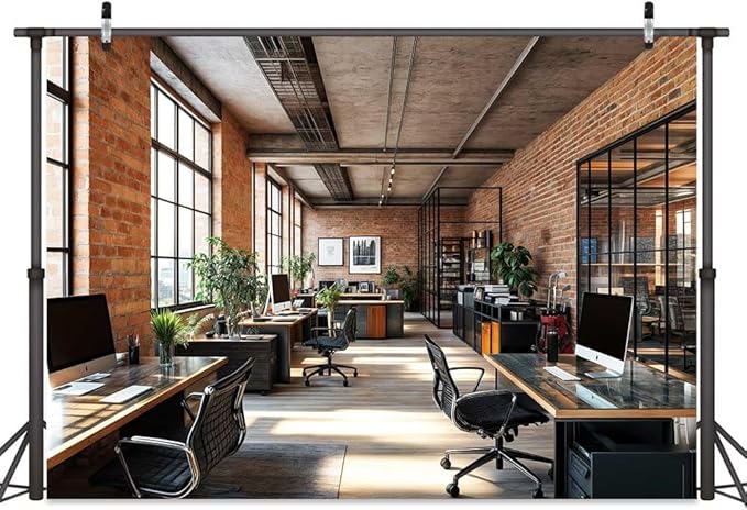 7X5ft Office Video Photo Backdrop Photography Background for Recording Conference, Zoom Home Podcast Backdrops Photo Booth Prop Decorations Wall Decor Tablecloth
