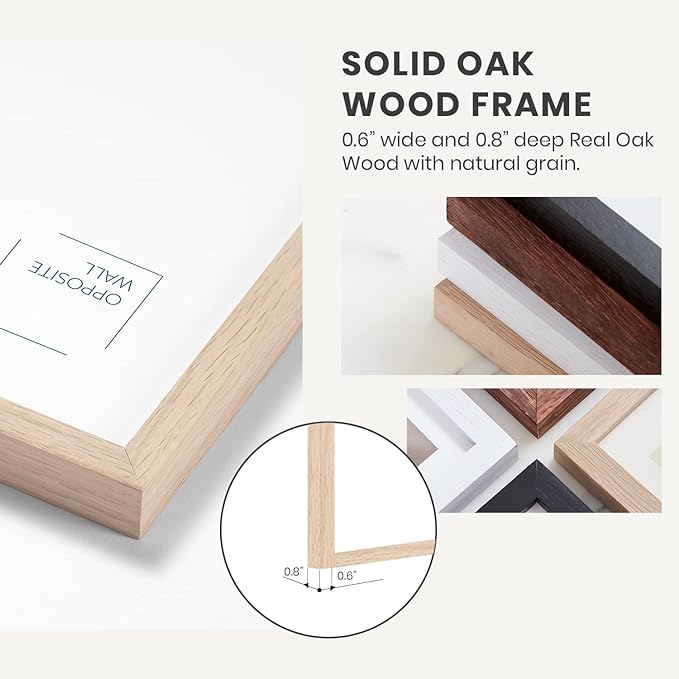 Opposite Wall - 16x16 in - Natural Solid Oak Wood Picture Frame - Lightweight, Versatile & Shatterproof - Wall Hanging Poster or Photo Frame - Wall Decor for Office, Gallery & Home