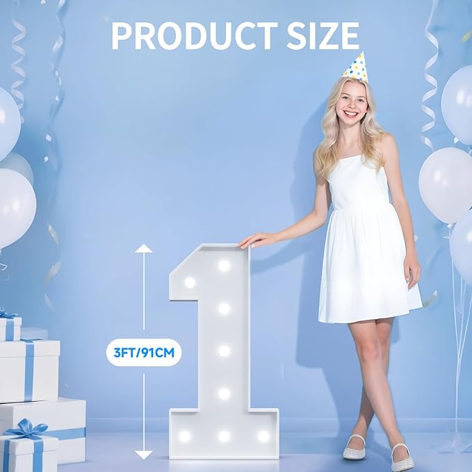 3FT Marquee Numbers 18, Happy 18th Birthday Decorations for Girls Boys, Large 18 Light up Number for 18 Years Old Birthday Party Supplies, 18th Anniversary Party Decor