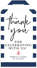 Andaz Press 100-Pack Personalized Thank You Tags with Bakers Twine Nautical Beach Custom Cardstock Wedding Gift Tags for Wedding Party Favors 2 x 3.75-Inches