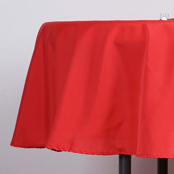 Efavormart Round Tablecloth, 90 Inch Stain & Wrinkle Resistant Washable Table Cloth, Decorative Polyester Fabric Table Cover for Banquet, Wedding, Dining- Red