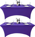 2-Pack 8ft Spandex Table Covers for Rectangle Folding Tables - Washable Elastic Tablecloth - Ultimate Fitted Table Protector for Birthday Parties, Trade Shows, Banquet