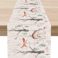 Rustic Forest Table Runner, Farmhouse Wild Woodland Animals Country Fox Rabbits Mushroom Botanical Green Table Center Decor for Home Kitchen Dining Patio Holiday Party, 13"x90" Inch