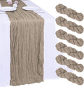 6Pcs Khaki Cheesecloth Table Runner 120 Inch10FT Nude Rustic Boho Cheesecloth Table Runnerfor Wedding Party Baby Shower Birthday Home Decor Holiday Decorations