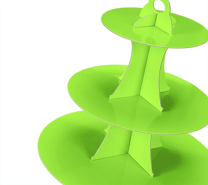 3-Tier Cupcake Stand, Cake Stand holder, Tiered DIY Cupcake Stand Tower for Dessert Table Displays, Birthday Theme Party Favors Decoration, Floral Tea Party, 12" W x 12.8" H, Green