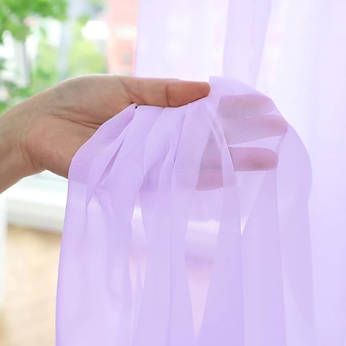 Window Purple Sheer Curtains 60 Inches Width 63 Inches Long 2 Panels Sheer Curtain Clear Curtains Basic Rod Pocket Panel for Home Living Room Bedroom Kids Room Yard Patio Parlor Sliding