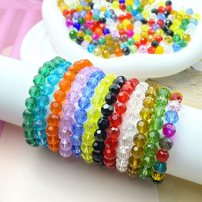100 PCS 8mm Crystal Glass Beads Round Multiple Faceted Loose Spacer Glass Beads for DIY Handcrafte Bracelet Necklace Earring Jewelry Making(Transparent)