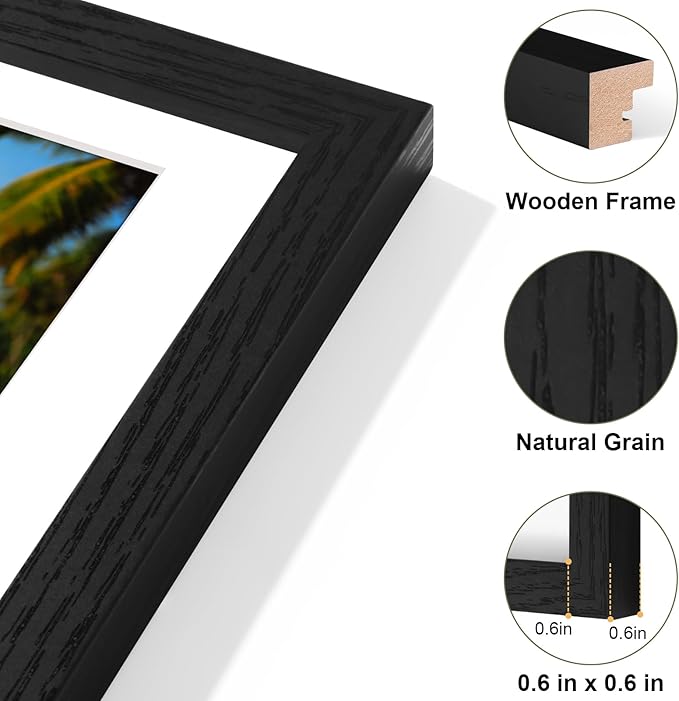 Vittanly 12x12 Collage Picture Frame, Displays 4Pcs 4x6 Pictures with Mat, Picture Frames Collage Wall Decor for Horizontal or Vertical Display, Black, 1 Pack