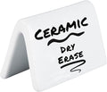 Double Sided Ceramic Dry Erase Table Tent Sign White - 3-1/2"x2" - Reusable Tabletop Setting. Great for Wedding, Birthday, Picnic, Banquet, Buffet, Bakery, Party, Events, Message Board - 4 PK