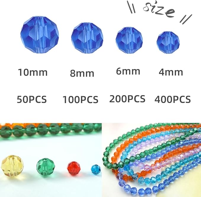 200 PCS 6mm Crystal Glass Beads Round Multiple Faceted Loose Spacer Glass Beads for DIY Handcrafte Bracelet Necklace Earring Jewelry Making(Tangerine)