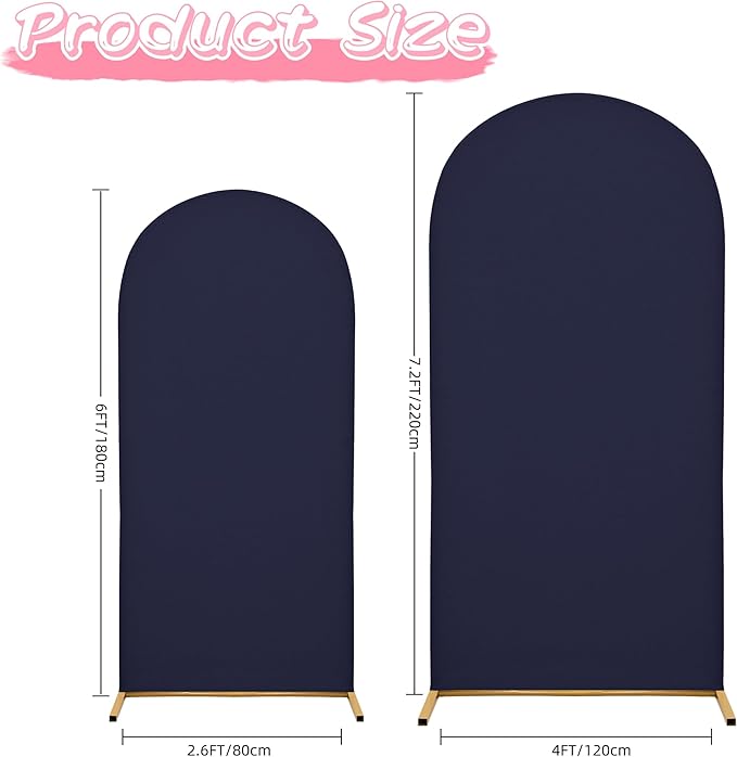 7.2FT Wedding Arch Covers Arch Backdrop Cover Arch Stand Covers Set Arch Cover Spandex Fabric Stretchy Backdrop for Wedding Birthday Party Decoration Baby Shower (Dark Blue)