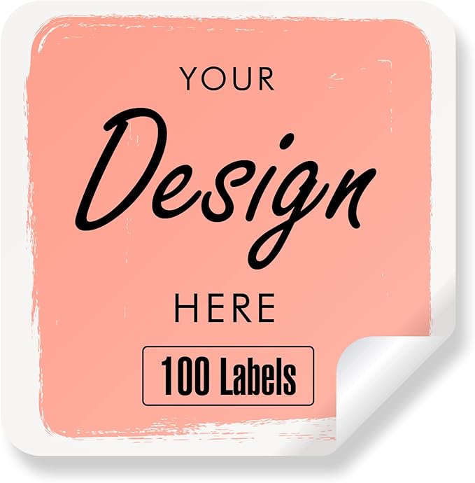 Custom Stickers Personalized Labels - Customized Stickers with Any Design Image Logo Text,Custom Thank You Label Stickers,Custom Stickers for Business Logo,100 Labels (Square,1.5"x1.5")