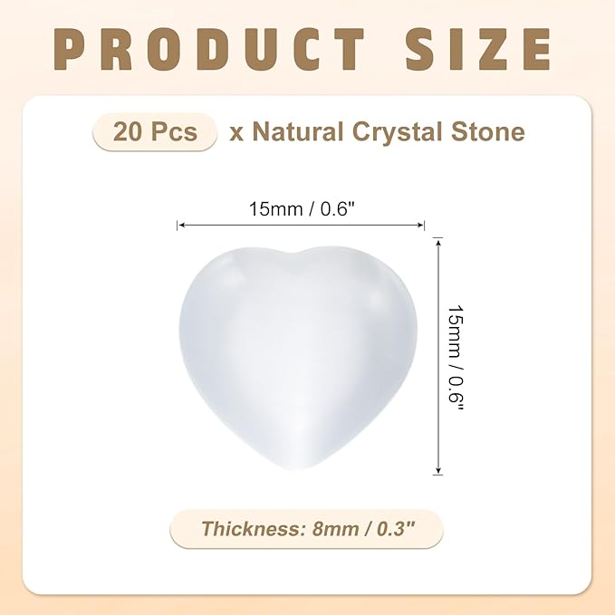 PATIKIL 20 Pcs Natural Heart Shaped Crystal Stone, 0.6 Inch Mini Polished Love Gemstone Crystal, Pocket Rock Engraved Worry Stones for Women Gifts Meditation, White