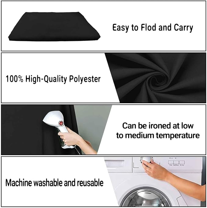 Large Black Screen Backdrops 10x20ft Solid Black Photo Backdrops for Photoshoot, Photography Background for Photo Shooting, Party, Videos