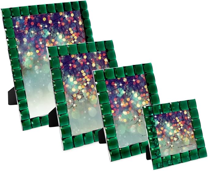 Isaac Jacobs Decorative Sparkling Jewel Picture Frame, Photo Display & Home Décor (4x6, Emerald Green)
