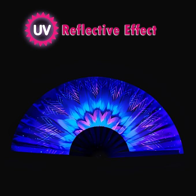 Boots on The Ground Fan, Large Folding Hand Fan for Women and Men, Popping Fans for Line Dancing for Raves, EDM, Dance Party, and Home Decoration