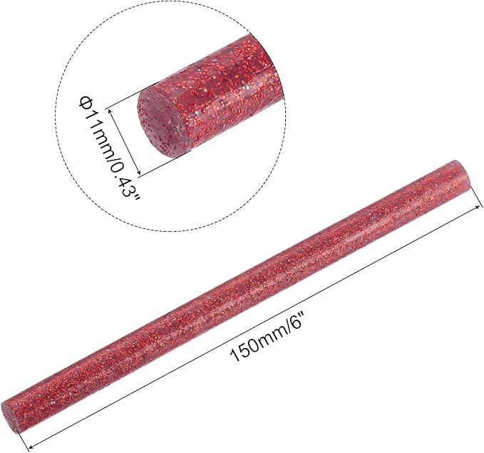 uxcell 20pcs Hot Glue Sticks for Glue Gun 11mm/0.43-inch x 6-inch Mini Hot Melt Adhesive Glue Stick Glitter Red