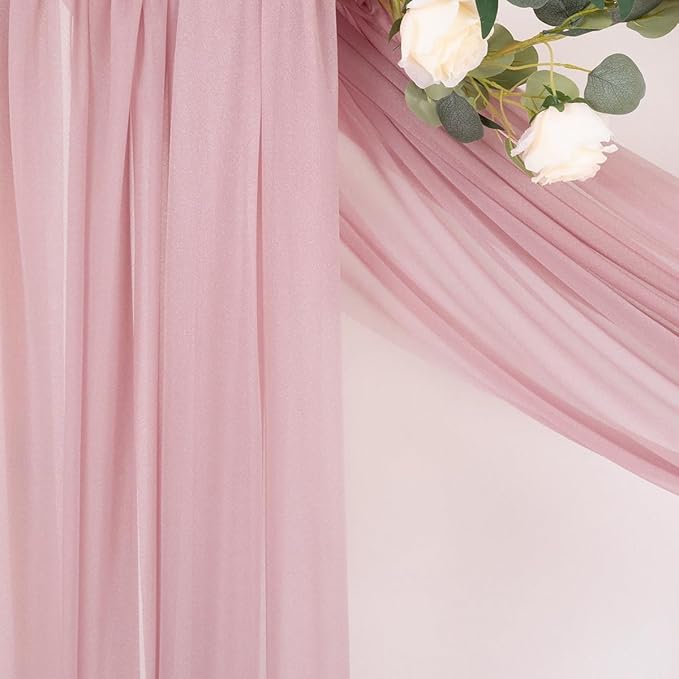 MLMC Dusty Rose Wedding Arch Draping Fabric 2 Panels 29" x 20 FT Extra Long Gauze Drapes Sheer Backdrop Curtains 6.6 Yards Outdoor Drapery Panels for Wedding Bridal Shower Party Ceiling Decoration