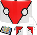Madrigal Trading Card Binder 4 Pocket,400 Pockets Card Holder with 50 Removable Sleeves,Trading Card Albums for Game Cards,Premium Card Book, Game Cards & Sports Cards Red/White