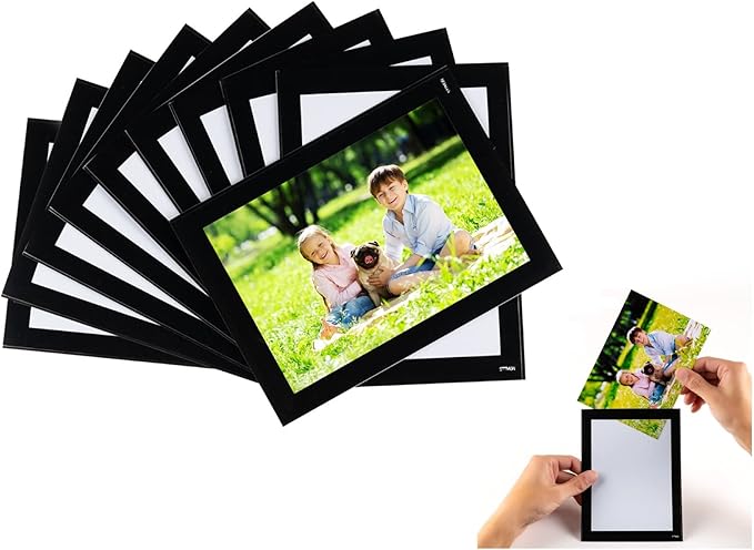 Magnetic Picture Frames with Black Border(4"X6",10 Pack),Magnet Photo Frame Pockets/Postcard Holder,Decorations for home/office/school/Classroom/party